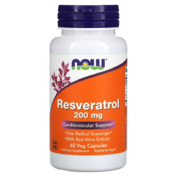 Товары для здоровья, спорта и фитнеса NOW Resveratrol 200 mg   (60 vcaps)
