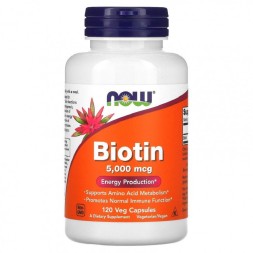 Комплексы витаминов и минералов NOW Biotin 5,000mcg   (120 caps.)