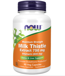 БАДы для мужчин и женщин NOW Milk Thistle Extract 750 mg (Silymarin 600 mg)   (90 vcaps)