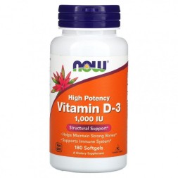 Комплексы витаминов и минералов NOW Vitamin D3 1,000IU(25mcg)  (180 softgels)